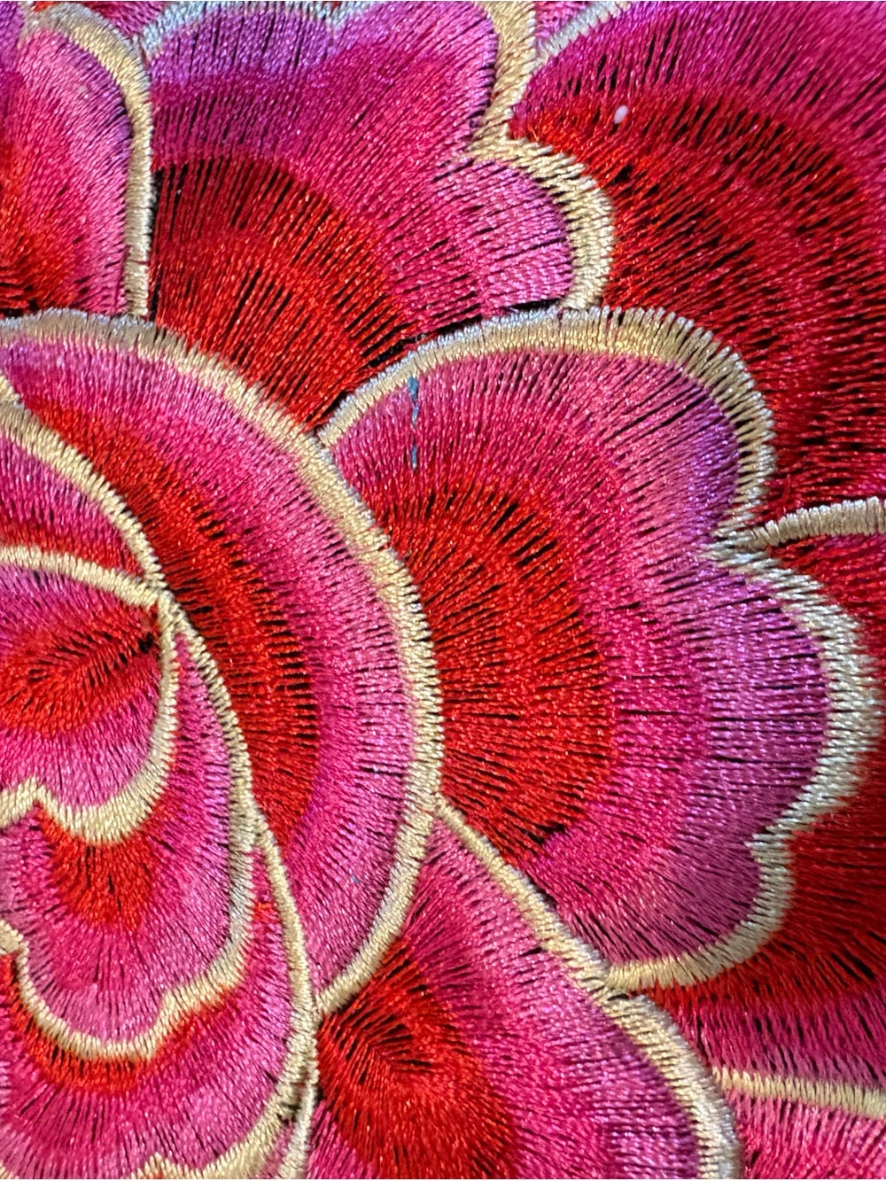 Embroidered Floral Tote Bag in Black and Pink - Picture 5 of 8